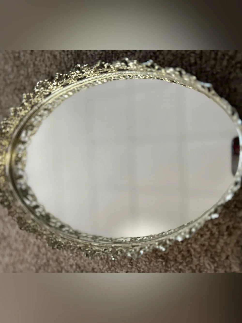 Ornate Gold Oval Vanity Mirror Tray - Elegant Home Accent
